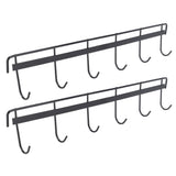 2pcs Wall Mounted Coat Rack Stainless Steel Wall Hanging Coat Hook Rail with 6 Hooks for Clothes Towel Hat 6 Hooks 2 Black - 45-Degree Angle