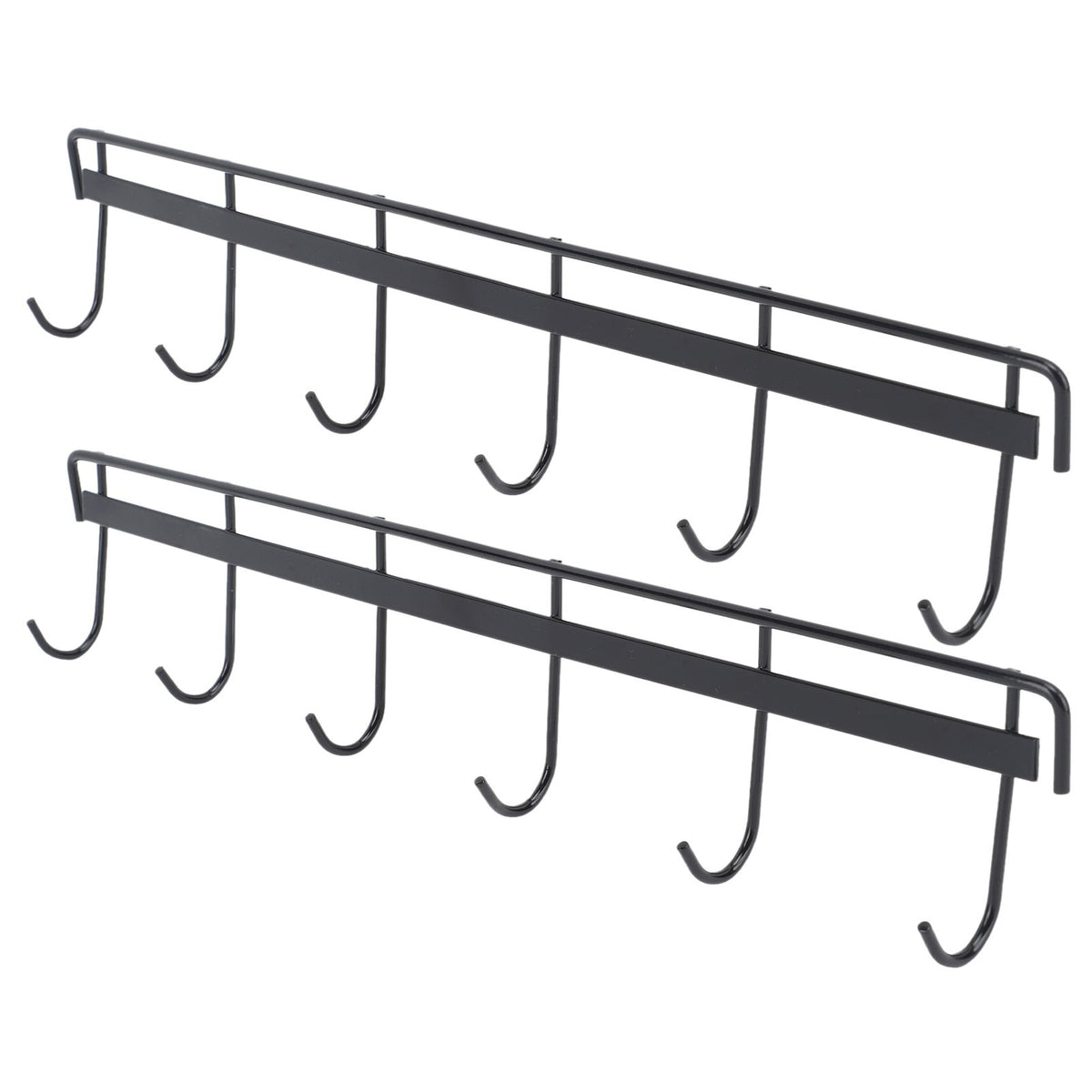 2pcs Wall Mounted Coat Rack Stainless Steel Wall Hanging Coat Hook Rail with 6 Hooks for Clothes Towel Hat 6 Hooks 2 Black