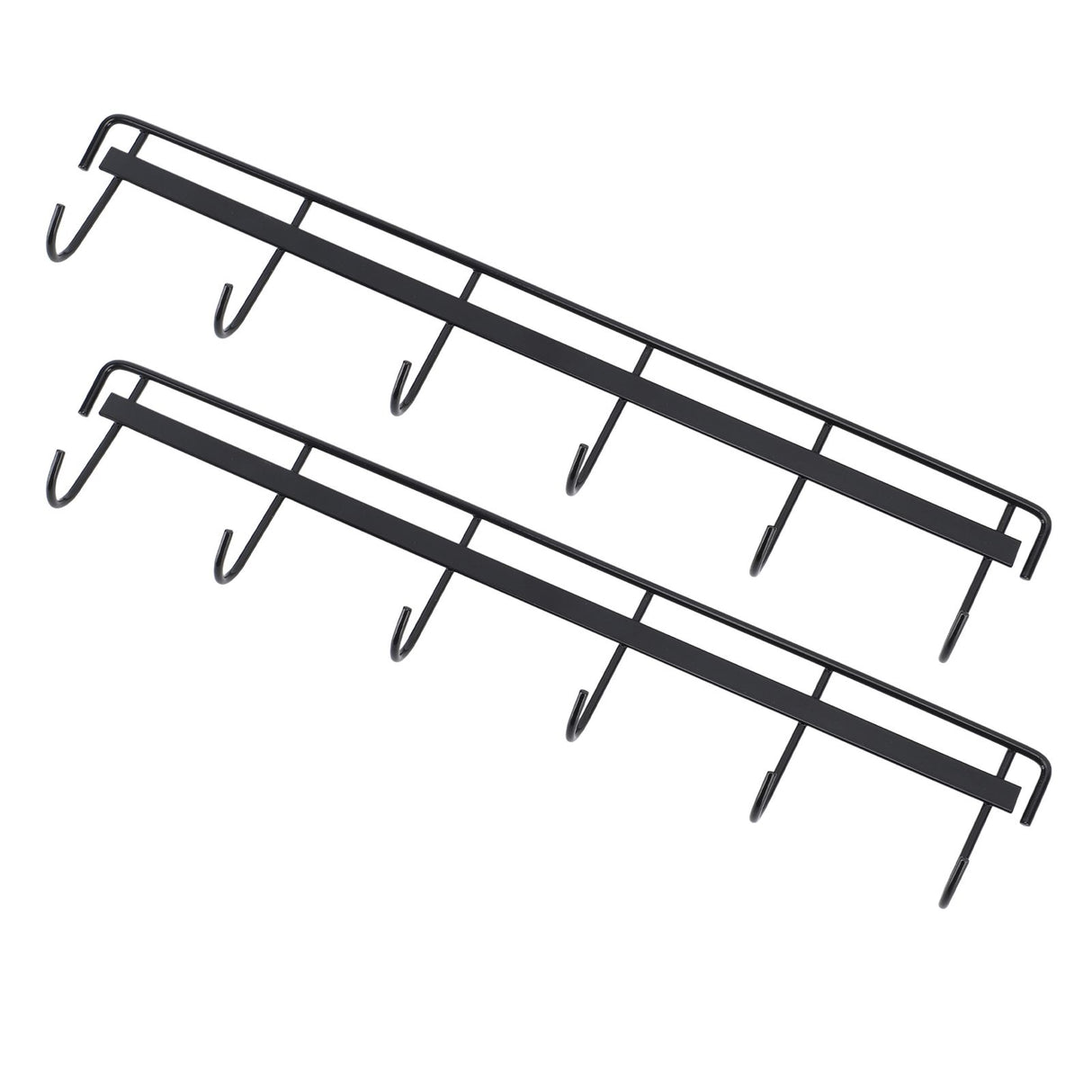 2pcs Wall Mounted Coat Rack Stainless Steel Wall Hanging Coat Hook Rail with 6 Hooks for Clothes Towel Hat 6 Hooks 2 Black