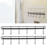 2pcs Wall Mounted Coat Rack Stainless Steel Wall Hanging Coat Hook Rail with 6 Hooks for Clothes Towel Hat 6 Hooks 2 Black - Extra Image