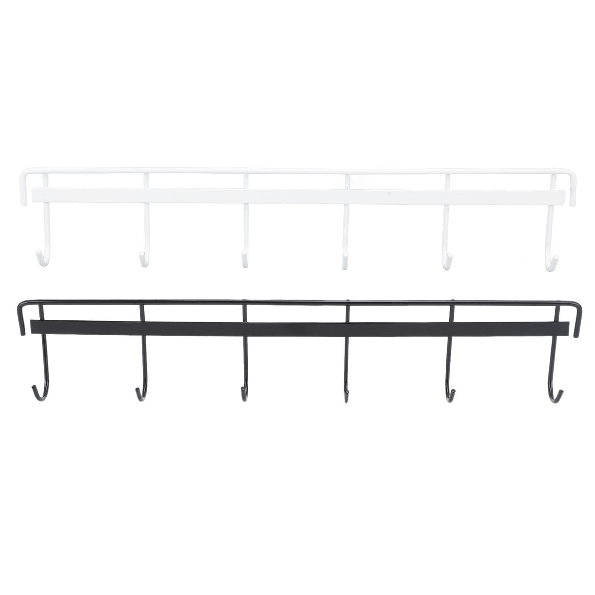 2pcs Wall Mounted Coat Rack Stainless Steel Wall Hanging Coat Hook Rail with 6 Hooks for Clothes Towel Hat 6 Hooks 1 Black 1 White