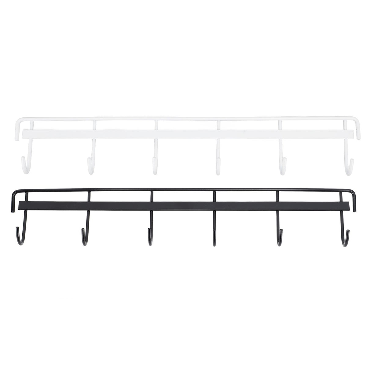 2pcs Wall Mounted Coat Rack Stainless Steel Wall Hanging Coat Hook Rail with 6 Hooks for Clothes Towel Hat 6 Hooks 1 Black 1 White
