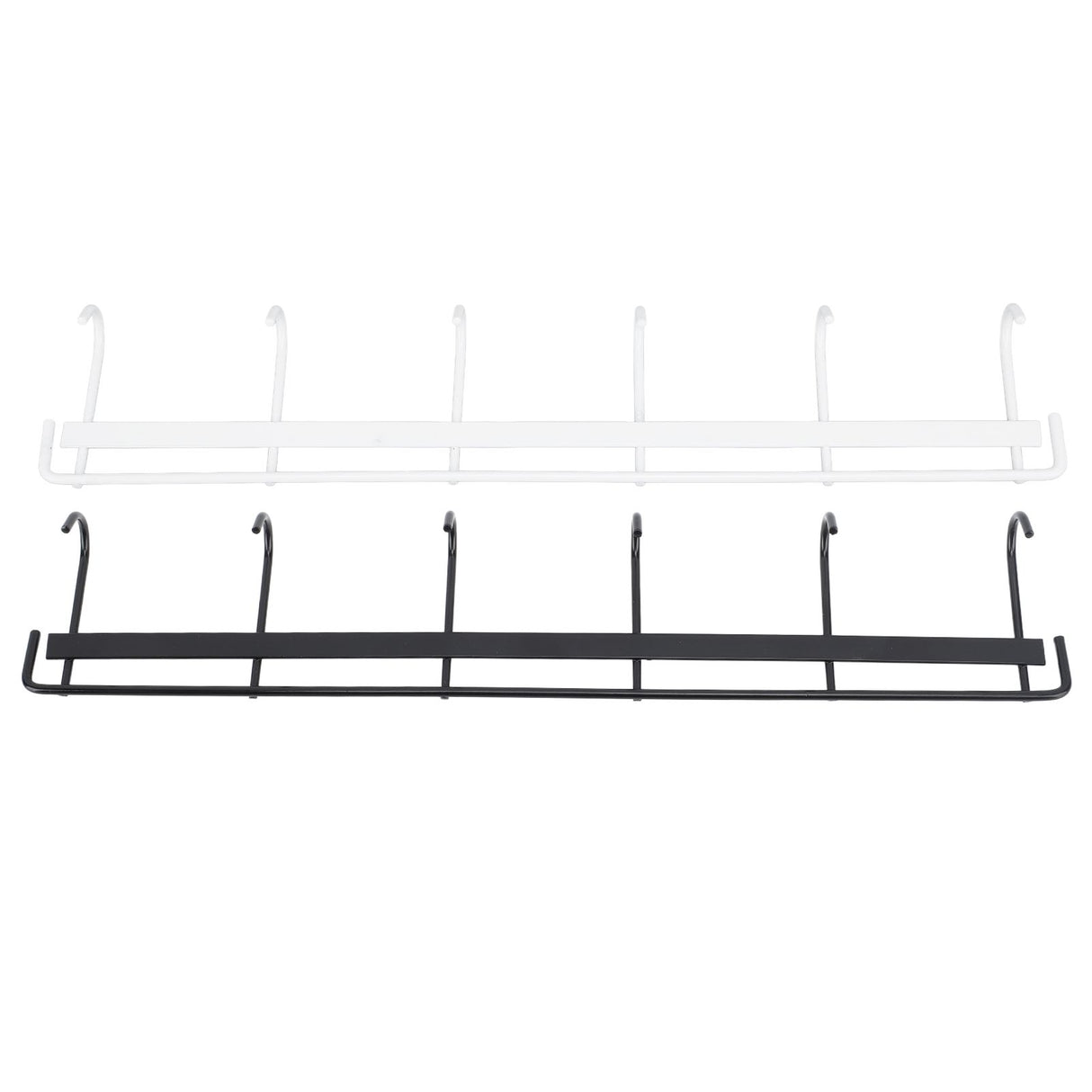 2pcs Wall Mounted Coat Rack Stainless Steel Wall Hanging Coat Hook Rail with 6 Hooks for Clothes Towel Hat 6 Hooks 1 Black 1 White