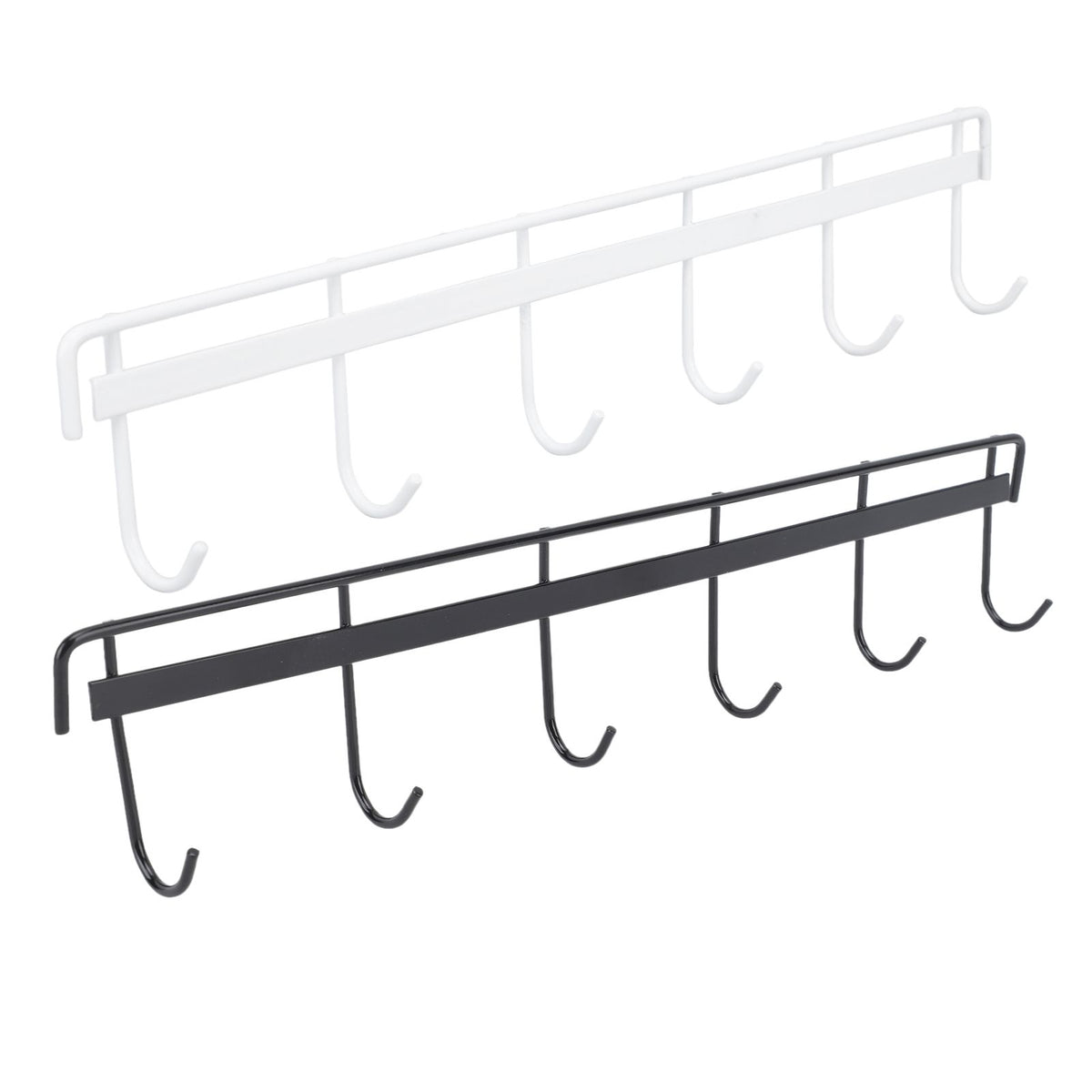 2pcs Wall Mounted Coat Rack Stainless Steel Wall Hanging Coat Hook Rail with 6 Hooks for Clothes Towel Hat 6 Hooks 1 Black 1 White