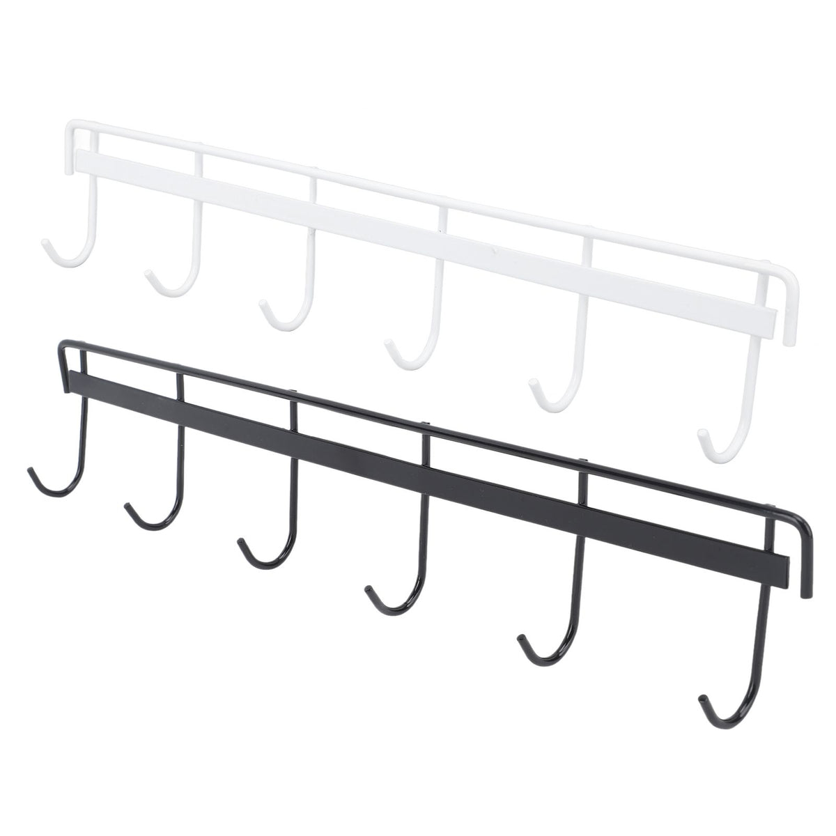 2pcs Wall Mounted Coat Rack Stainless Steel Wall Hanging Coat Hook Rail with 6 Hooks for Clothes Towel Hat 6 Hooks 1 Black 1 White