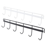 2pcs Wall Mounted Coat Rack Stainless Steel Wall Hanging Coat Hook Rail with 6 Hooks for Clothes Towel Hat 6 Hooks 1 Black 1 White - Rear View