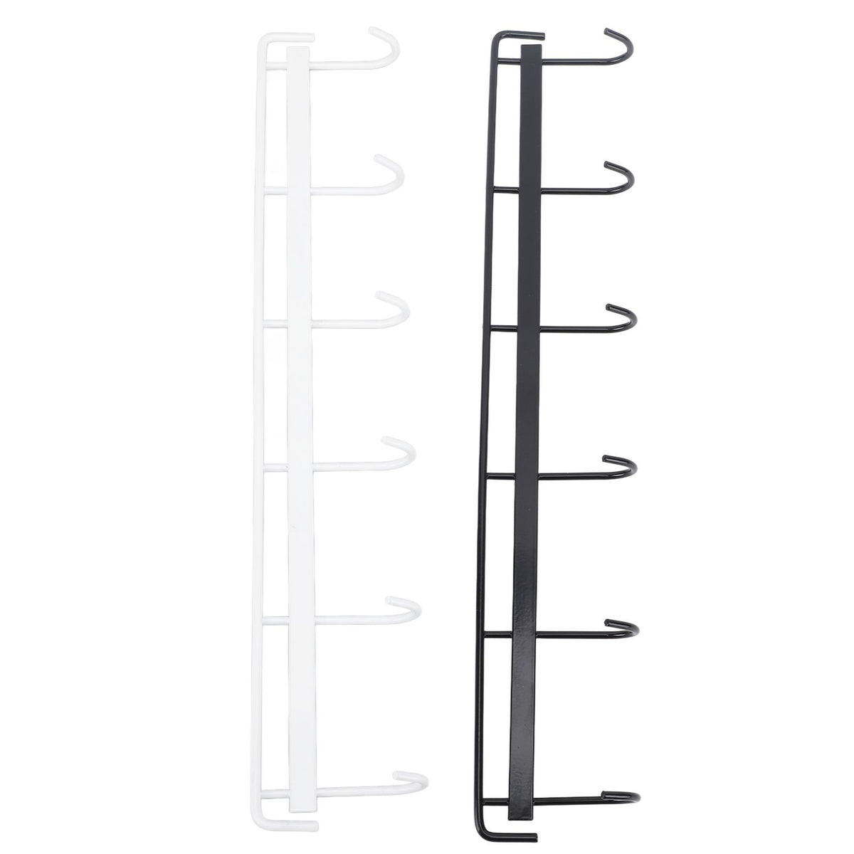 2pcs Wall Mounted Coat Rack Stainless Steel Wall Hanging Coat Hook Rail with 6 Hooks for Clothes Towel Hat 6 Hooks 1 Black 1 White