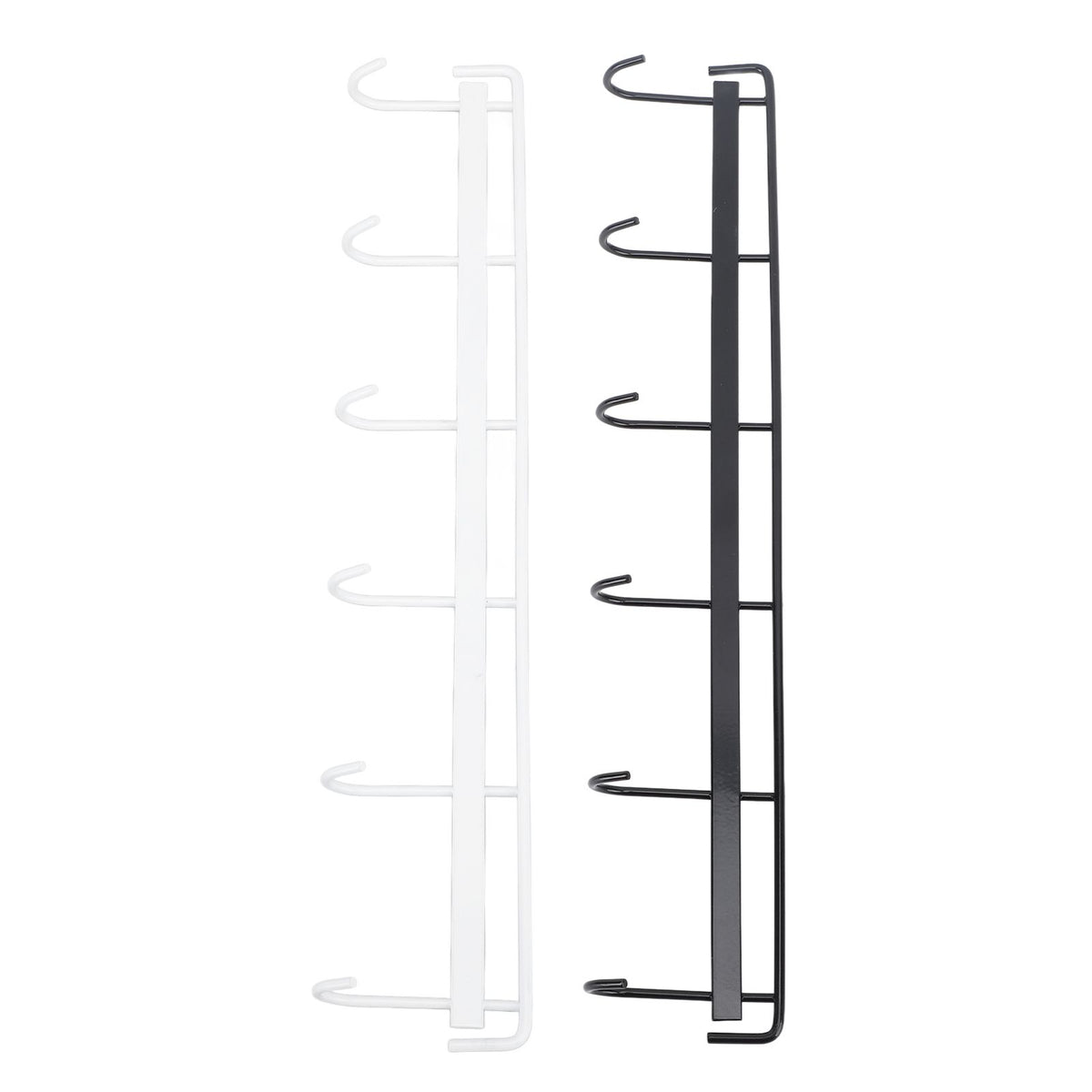 2pcs Wall Mounted Coat Rack Stainless Steel Wall Hanging Coat Hook Rail with 6 Hooks for Clothes Towel Hat 6 Hooks 1 Black 1 White
