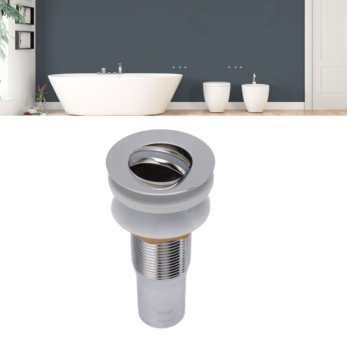 Bathroom Sink Drain Stainless Steel Polished Electroplated Flip Top Anti Blocking Short Vanity Vessel Drain Stopper for Home Kitchen
