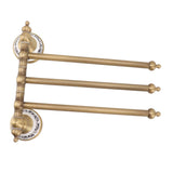 Swivel Towel Bar Antique Brass Towel Rack Rotated Towel Hanger Holder for Bathroom Three Rods - Top-Down View