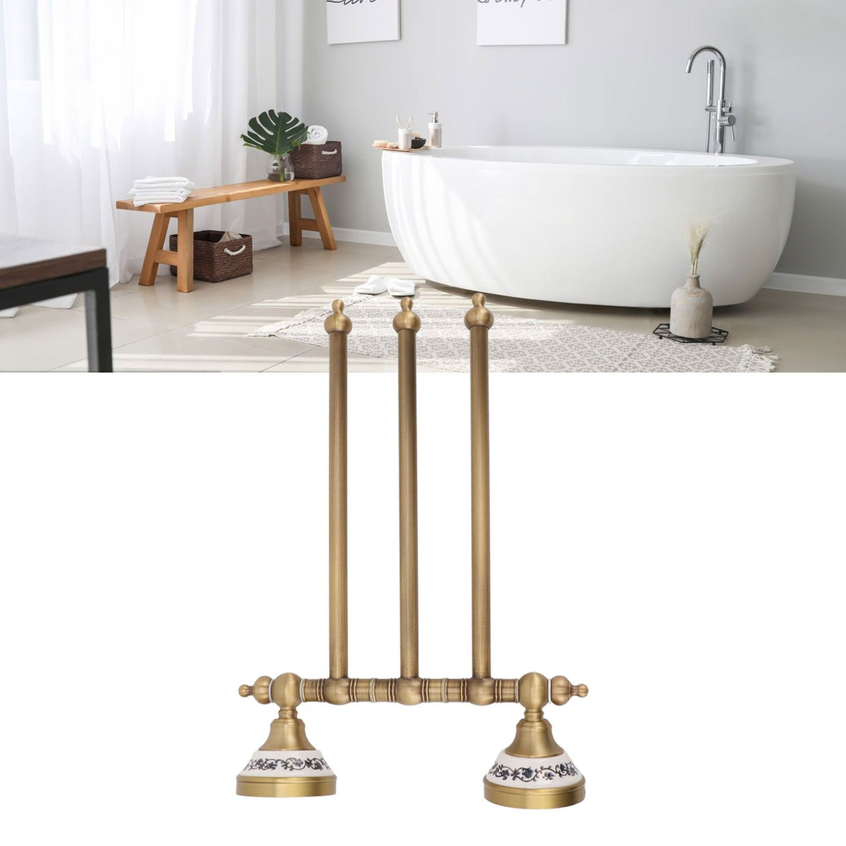 Swivel Towel Bar Antique Brass Towel Rack Rotated Towel Hanger Holder for Bathroom Three Rods