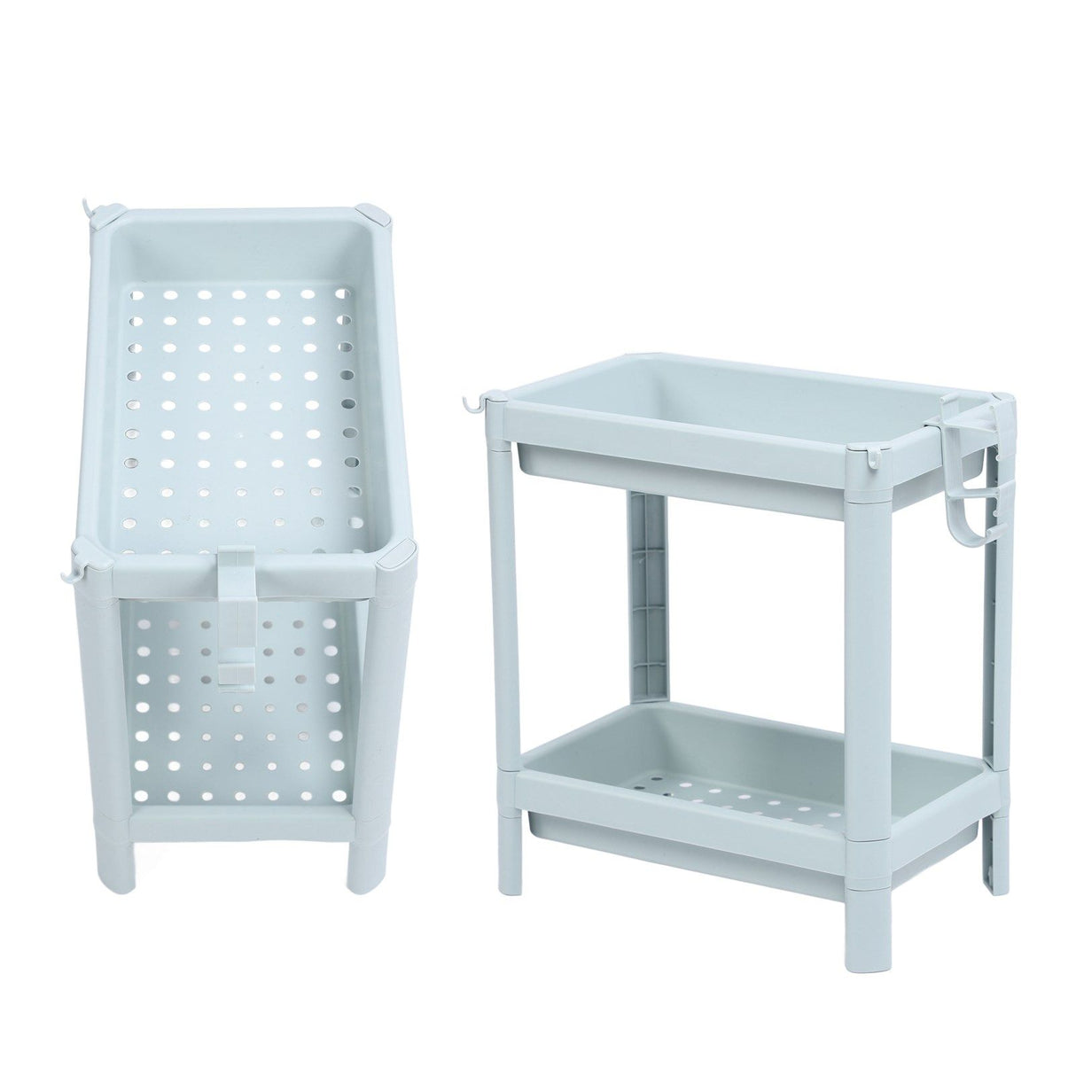 Bathroom Floor Storage Shelf Bathroom Storage Open Shelf Unit Freestanding Corner Rack Shelves Storage Rack Nordic Blue 2 Tier