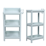 Bathroom Floor Storage Shelf Bathroom Storage Open Shelf Unit Freestanding Corner Rack Shelves Storage Rack Nordic Blue 3 Tier