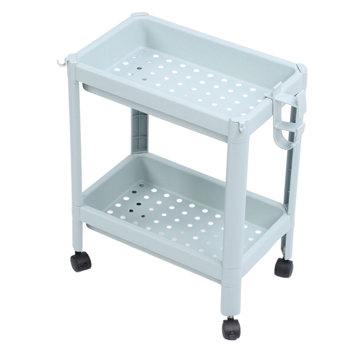 Bathroom Floor Storage Shelf Bathroom Storage Open Shelf Unit Freestanding Corner Rack Shelves Storage Rack Nordic Blue 2 Tier (with Wheels)