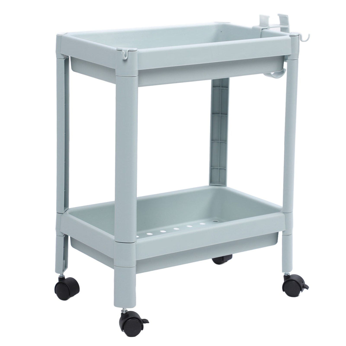 Bathroom Floor Storage Shelf Bathroom Storage Open Shelf Unit Freestanding Corner Rack Shelves Storage Rack Nordic Blue 2 Tier (with Wheels)