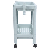 Bathroom Floor Storage Shelf Bathroom Storage Open Shelf Unit Freestanding Corner Rack Shelves Storage Rack Nordic Blue 2 Tier (with Wheels) - Close-Up Angle