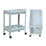 Bathroom Floor Storage Shelf Bathroom Storage Open Shelf Unit Freestanding Corner Rack Shelves Storage Rack Nordic Blue 2 Tier (with Wheels) - Extra Image