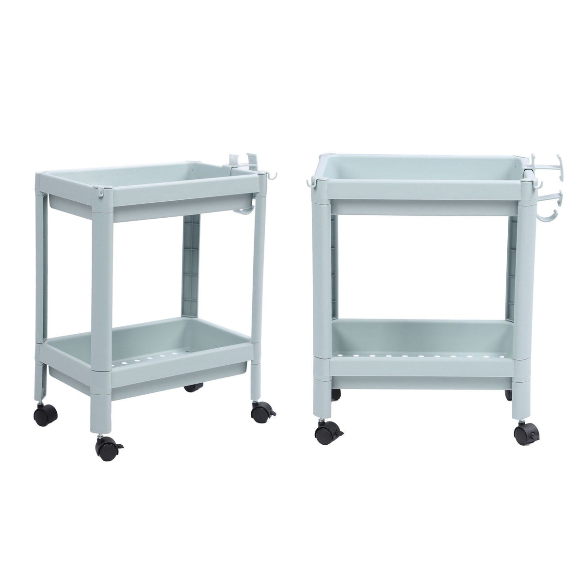 Bathroom Floor Storage Shelf Bathroom Storage Open Shelf Unit Freestanding Corner Rack Shelves Storage Rack Nordic Blue 2 Tier (with Wheels)