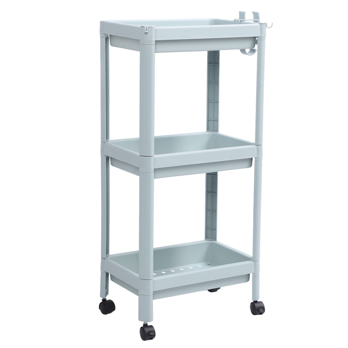 Bathroom Floor Storage Shelf Bathroom Storage Open Shelf Unit Freestanding Corner Rack Shelves Storage Rack Nordic Blue 3 Tier (with Wheels)