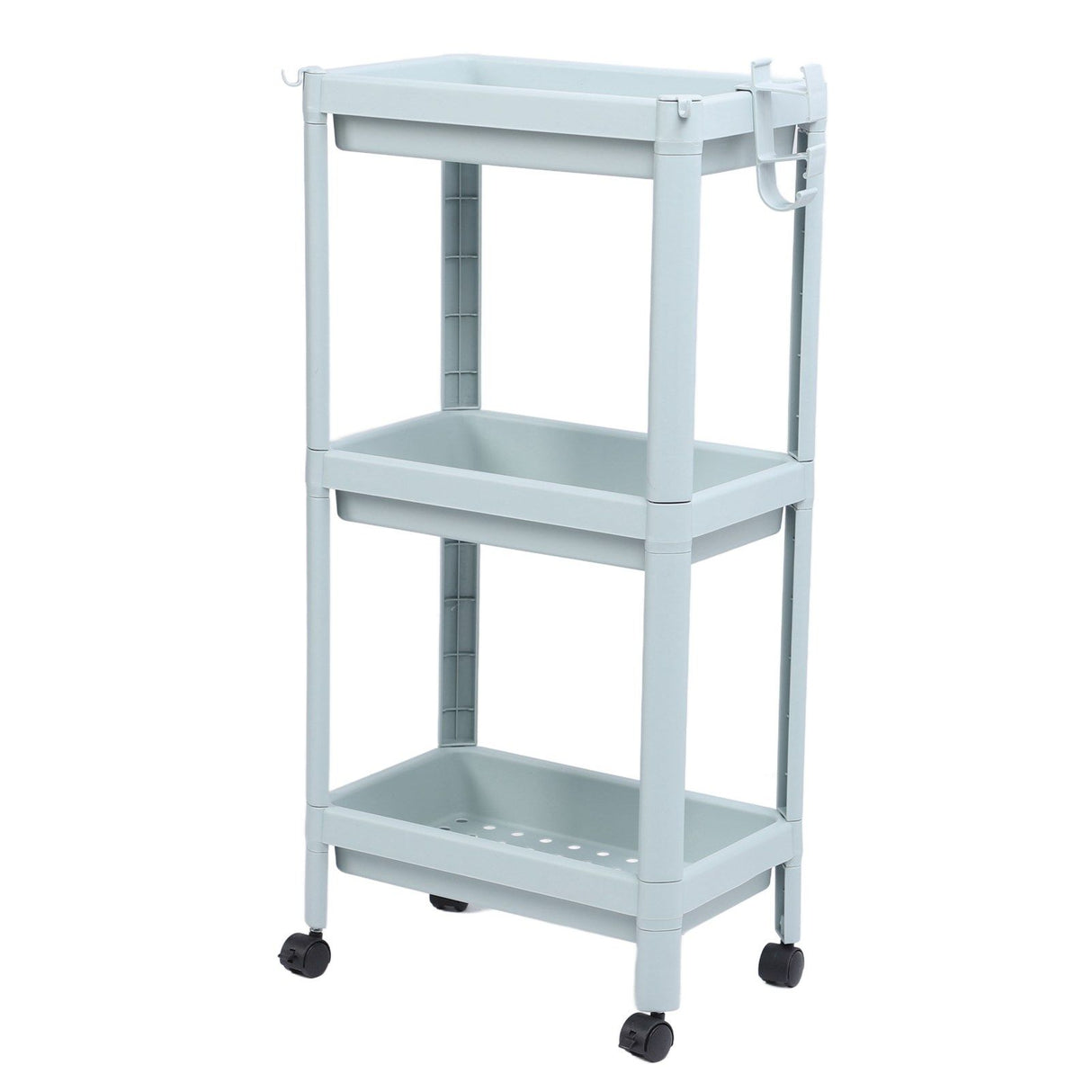 Bathroom Floor Storage Shelf Bathroom Storage Open Shelf Unit Freestanding Corner Rack Shelves Storage Rack Nordic Blue 3 Tier (with Wheels)
