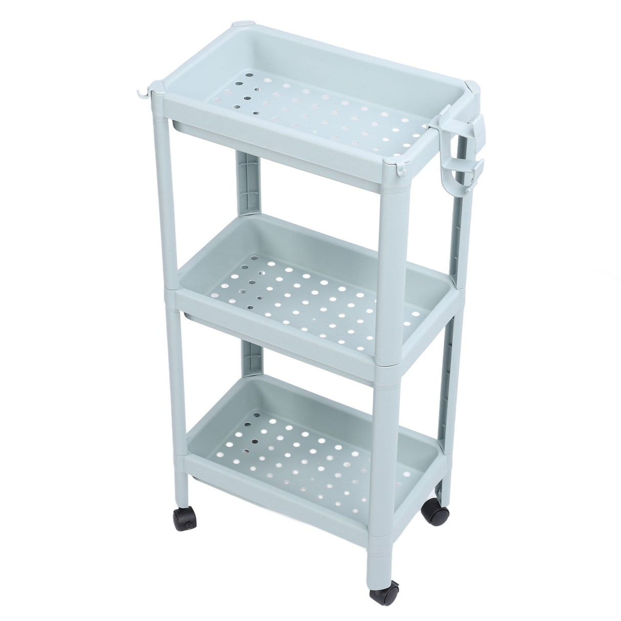 Bathroom Floor Storage Shelf Bathroom Storage Open Shelf Unit Freestanding Corner Rack Shelves Storage Rack Nordic Blue 3 Tier (with Wheels)