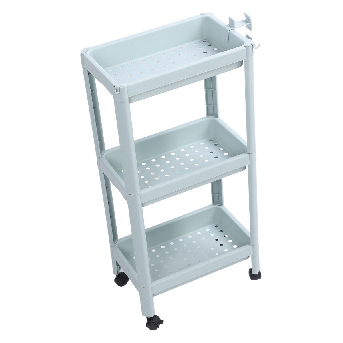 Bathroom Floor Storage Shelf Bathroom Storage Open Shelf Unit Freestanding Corner Rack Shelves Storage Rack Nordic Blue 3 Tier (with Wheels)
