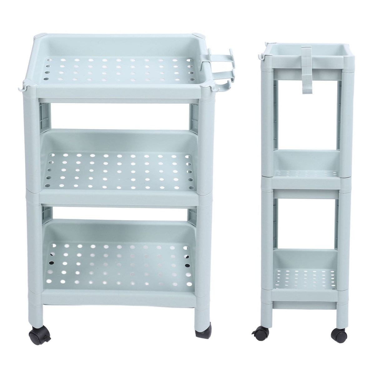 Bathroom Floor Storage Shelf Bathroom Storage Open Shelf Unit Freestanding Corner Rack Shelves Storage Rack Nordic Blue 3 Tier (with Wheels)