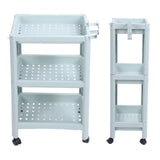 Bathroom Floor Storage Shelf Bathroom Storage Open Shelf Unit Freestanding Corner Rack Shelves Storage Rack Nordic Blue 3 Tier (with Wheels)