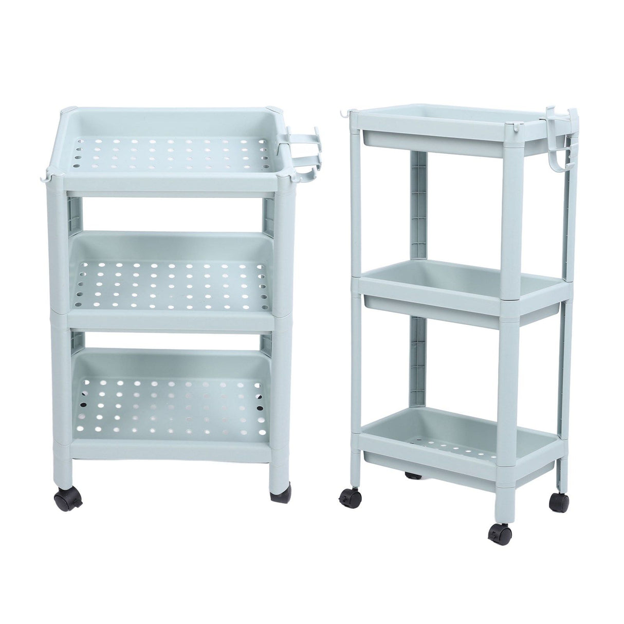 Bathroom Floor Storage Shelf Bathroom Storage Open Shelf Unit Freestanding Corner Rack Shelves Storage Rack Nordic Blue 3 Tier (with Wheels)