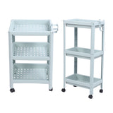 Bathroom Floor Storage Shelf Bathroom Storage Open Shelf Unit Freestanding Corner Rack Shelves Storage Rack Nordic Blue 3 Tier (with Wheels)