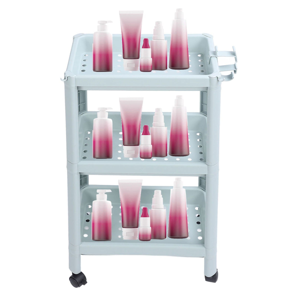 Bathroom Floor Storage Shelf Bathroom Storage Open Shelf Unit Freestanding Corner Rack Shelves Storage Rack Nordic Blue 3 Tier (with Wheels)
