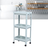Bathroom Floor Storage Shelf Bathroom Storage Open Shelf Unit Freestanding Corner Rack Shelves Storage Rack Nordic Blue 3 Tier (with Wheels)