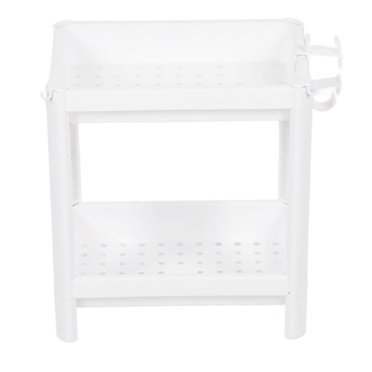 Bathroom Tower Shelf Plastic Freestanding Storage Rack Organizer Multifunctional Shelving Unit for Living Room Bedroom Kitchen White 2 Layers