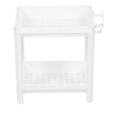 Bathroom Tower Shelf Plastic Freestanding Storage Rack Organizer Multifunctional Shelving Unit for Living Room Bedroom Kitchen White 2 Layers