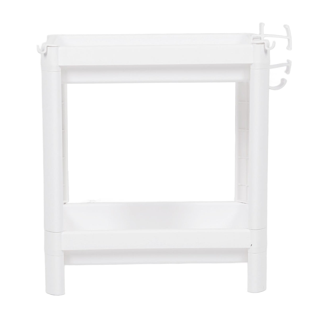 Bathroom Tower Shelf Plastic Freestanding Storage Rack Organizer Multifunctional Shelving Unit for Living Room Bedroom Kitchen White 2 Layers