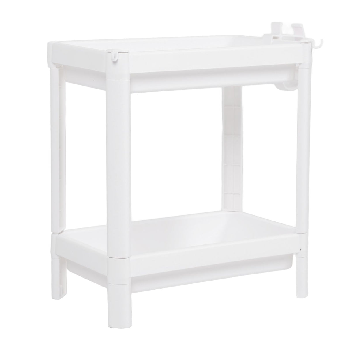 Bathroom Tower Shelf Plastic Freestanding Storage Rack Organizer Multifunctional Shelving Unit for Living Room Bedroom Kitchen White 2 Layers