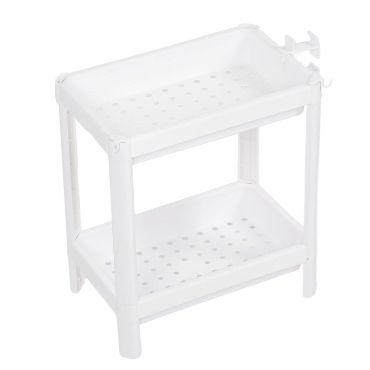 Bathroom Tower Shelf Plastic Freestanding Storage Rack Organizer Multifunctional Shelving Unit for Living Room Bedroom Kitchen White 2 Layers