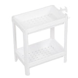 Bathroom Tower Shelf Plastic Freestanding Storage Rack Organizer Multifunctional Shelving Unit for Living Room Bedroom Kitchen White 2 Layers - Top-Down View