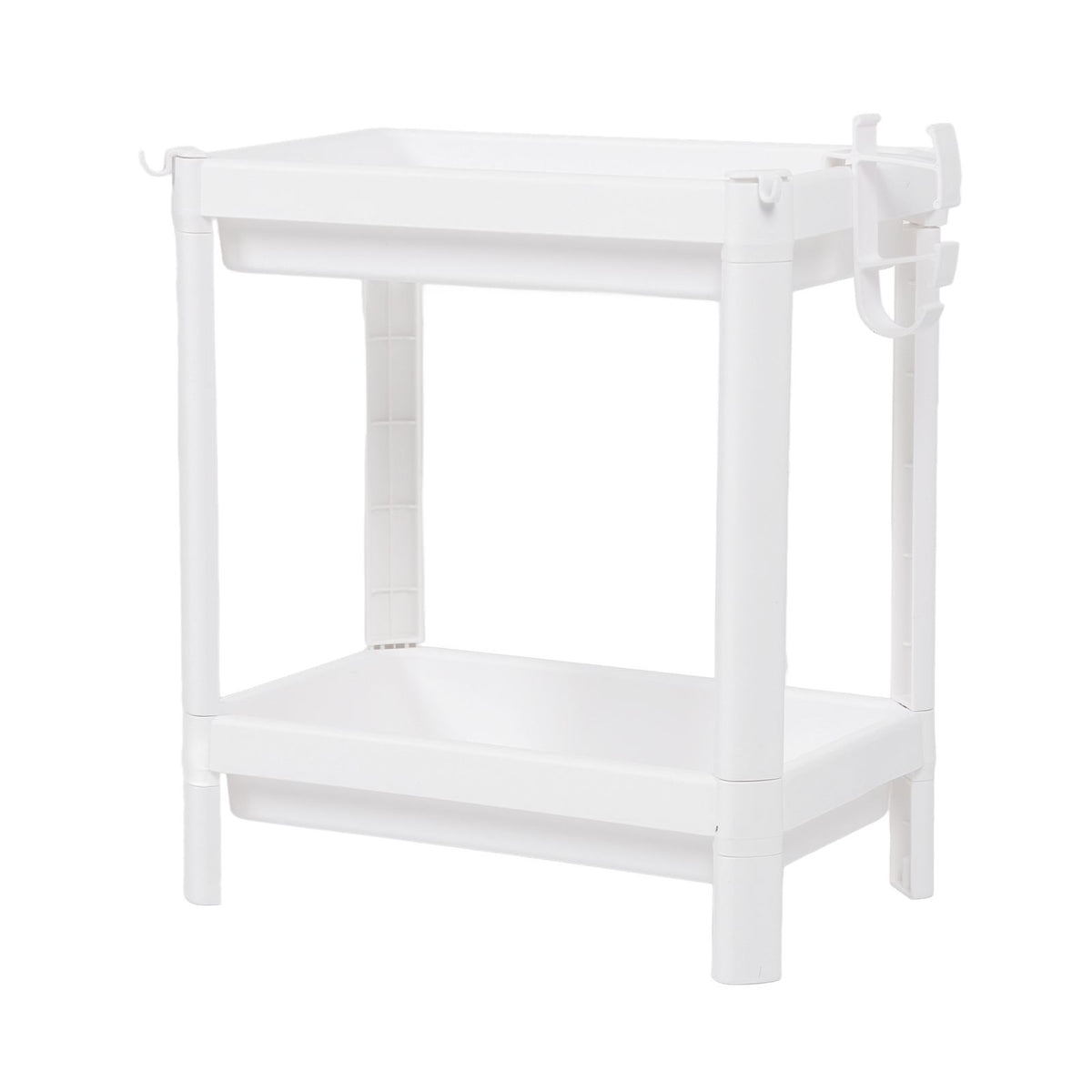 Bathroom Tower Shelf Plastic Freestanding Storage Rack Organizer Multifunctional Shelving Unit for Living Room Bedroom Kitchen White 2 Layers