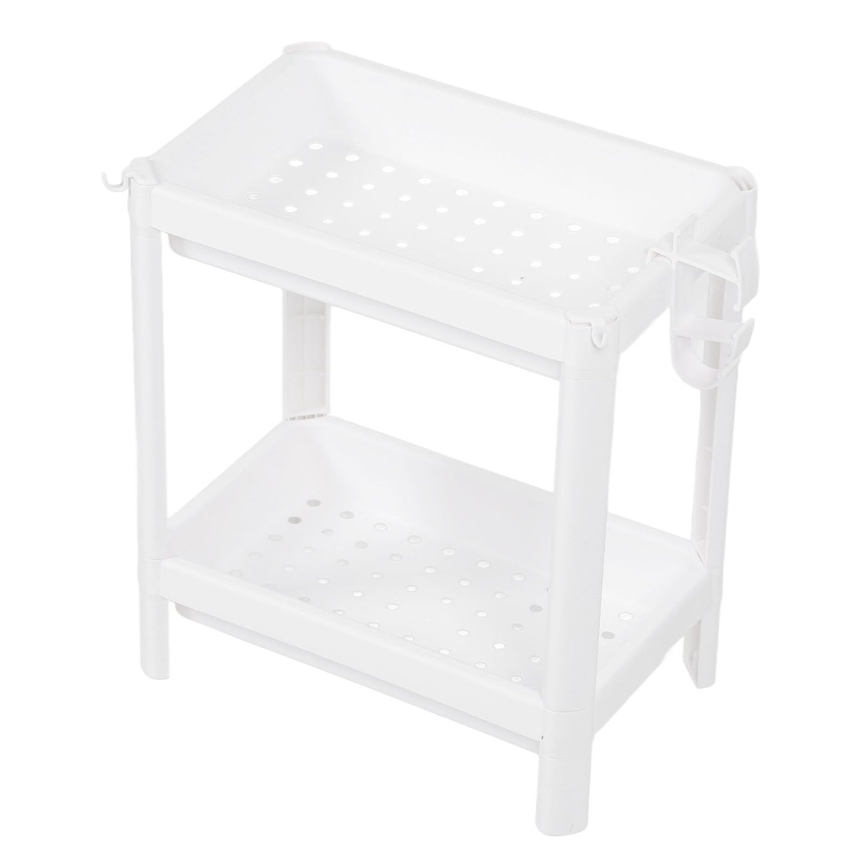 Bathroom Tower Shelf Plastic Freestanding Storage Rack Organizer Multifunctional Shelving Unit for Living Room Bedroom Kitchen White 2 Layers