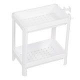 Bathroom Tower Shelf Plastic Freestanding Storage Rack Organizer Multifunctional Shelving Unit for Living Room Bedroom Kitchen White 2 Layers