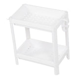 Bathroom Tower Shelf Plastic Freestanding Storage Rack Organizer Multifunctional Shelving Unit for Living Room Bedroom Kitchen White 2 Layers