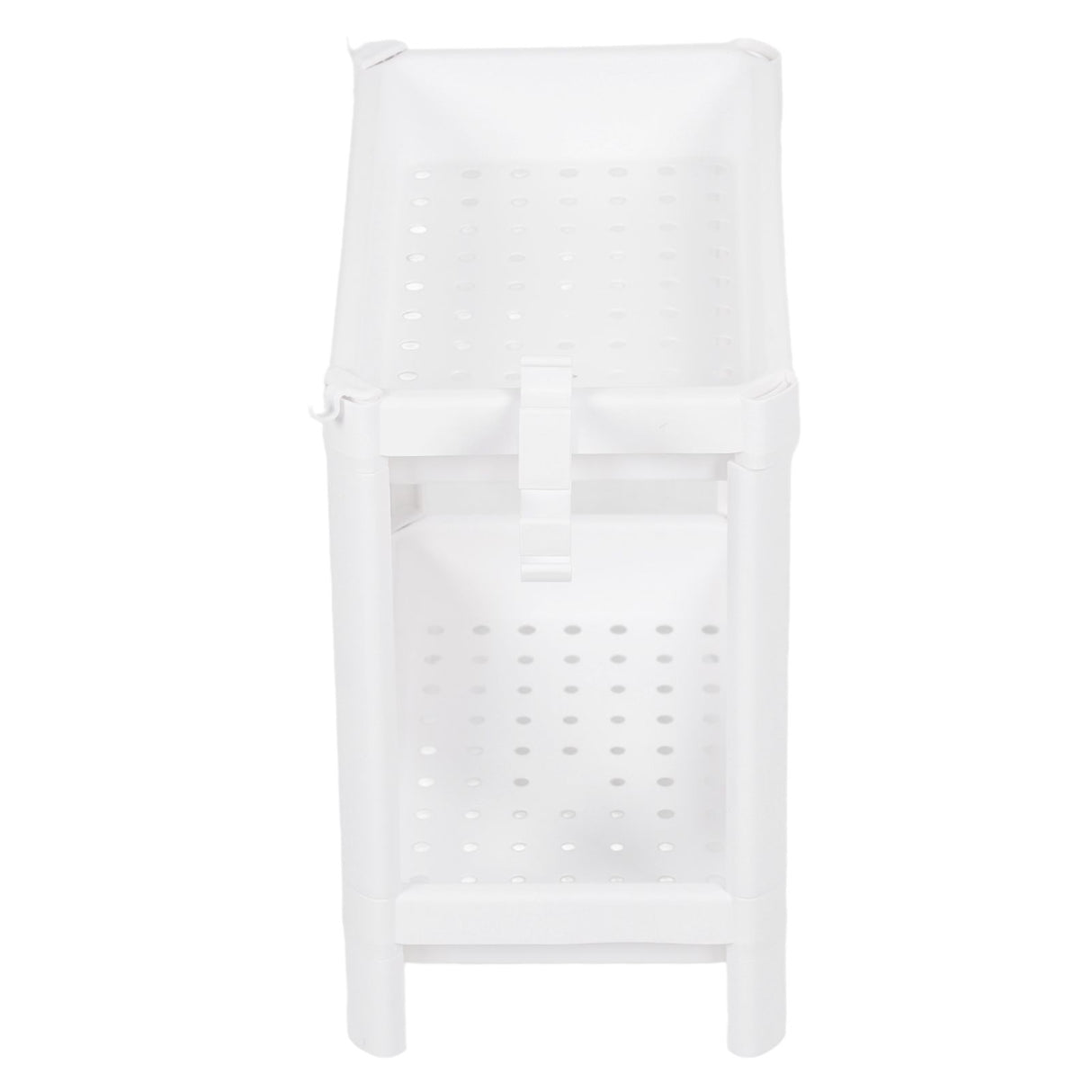 Bathroom Tower Shelf Plastic Freestanding Storage Rack Organizer Multifunctional Shelving Unit for Living Room Bedroom Kitchen White 2 Layers