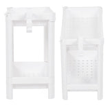 Bathroom Tower Shelf Plastic Freestanding Storage Rack Organizer Multifunctional Shelving Unit for Living Room Bedroom Kitchen White 2 Layers