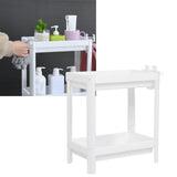 Bathroom Tower Shelf Plastic Freestanding Storage Rack Organizer Multifunctional Shelving Unit for Living Room Bedroom Kitchen White 2 Layers - Extra Image