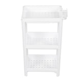 Bathroom Tower Shelf Plastic Freestanding Storage Rack Organizer Multifunctional Shelving Unit for Living Room Bedroom Kitchen White 3 Layers