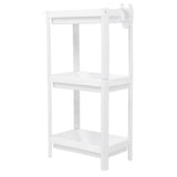 Bathroom Tower Shelf Plastic Freestanding Storage Rack Organizer Multifunctional Shelving Unit for Living Room Bedroom Kitchen White 3 Layers - Front View
