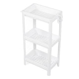 Bathroom Tower Shelf Plastic Freestanding Storage Rack Organizer Multifunctional Shelving Unit for Living Room Bedroom Kitchen White 3 Layers