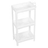 Bathroom Tower Shelf Plastic Freestanding Storage Rack Organizer Multifunctional Shelving Unit for Living Room Bedroom Kitchen White 3 Layers