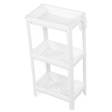 Bathroom Tower Shelf Plastic Freestanding Storage Rack Organizer Multifunctional Shelving Unit for Living Room Bedroom Kitchen White 3 Layers - 45-Degree Angle